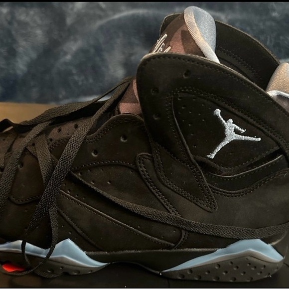 NIKE AIR JORDAN 7 RETRO (BLACK/ CHAMBRAY/LIGHT GRAPHITE/ WHITE) - Picture 3 of 3